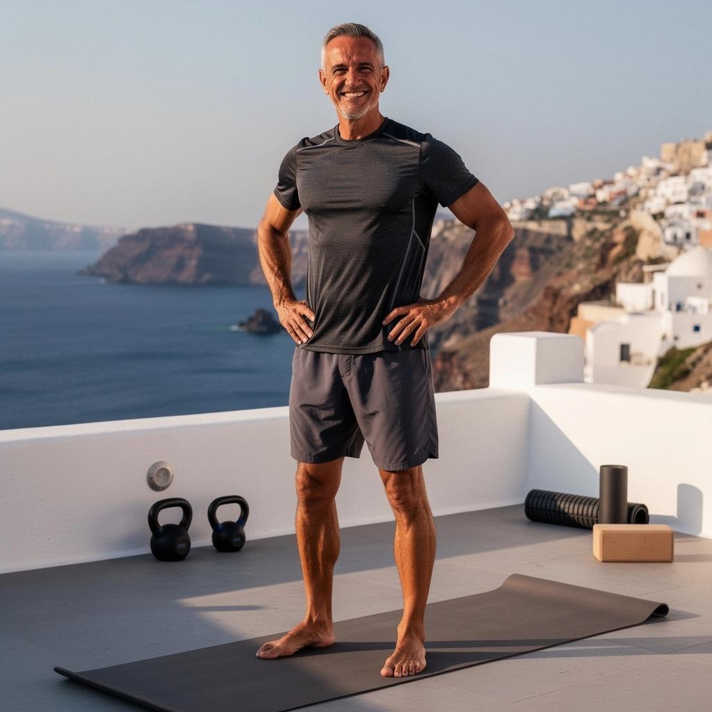 Διάφορες στάσεις γιόγκα σε ένα όμορφο φυσικό τοπίο, προωθώντας την ευεξία και την ισορροπία.